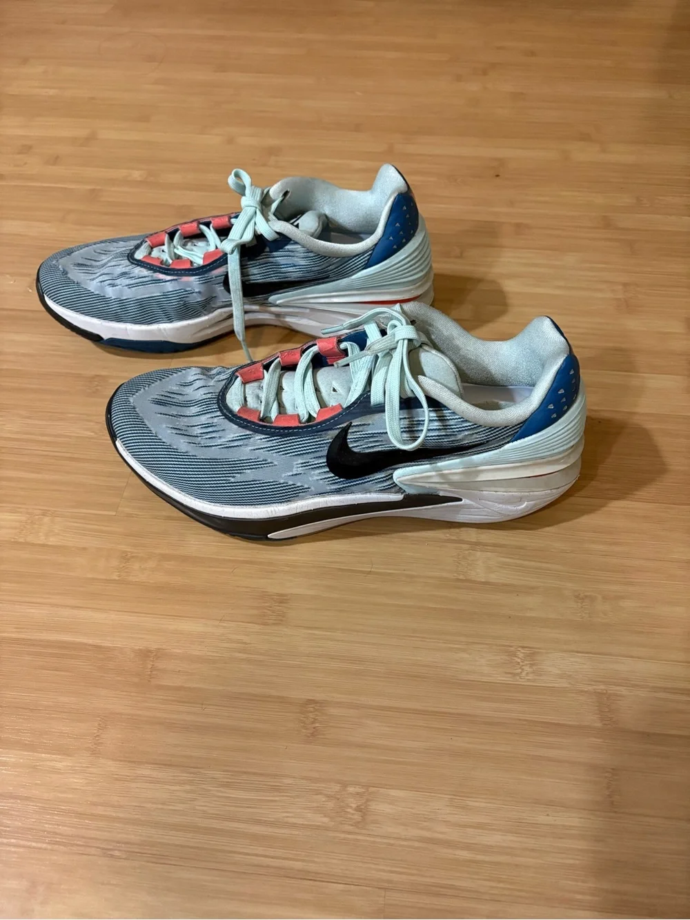Nike Light Blue and Coral Accent Sneakers